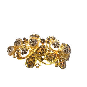 Dancing Butterflies Gold Tone Hair Barrette White Black? Heart White Tension...